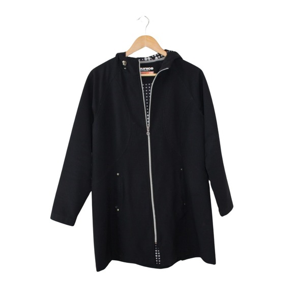 Sunice Women Sport Jacket Black Softshell Coat HOOD SZ L  (pocket zip broke ) - Picture 1 of 8